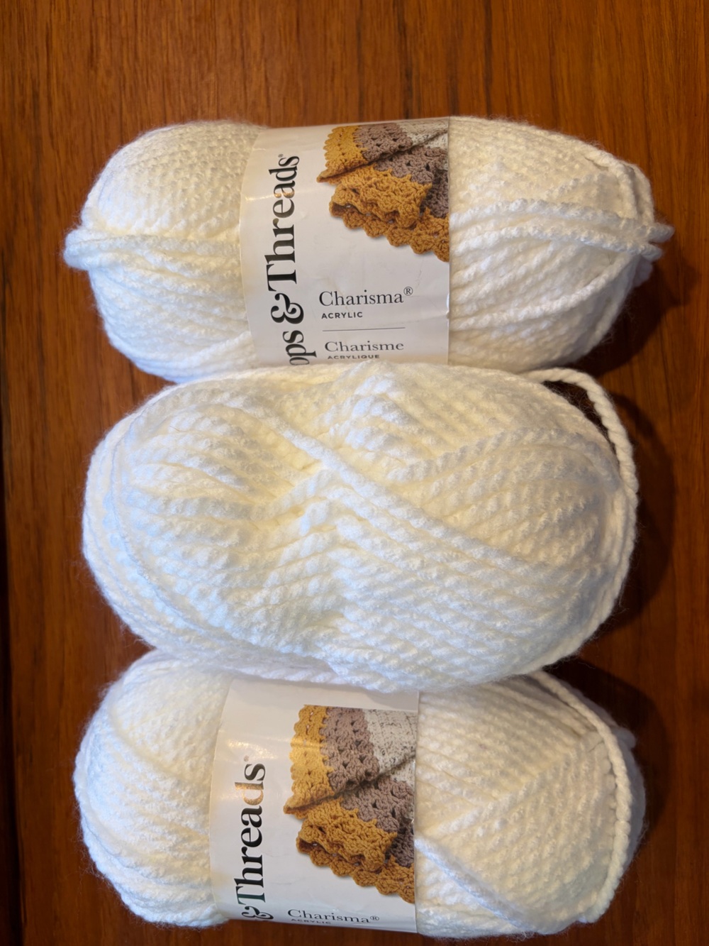 Loops & Threads Charisma Acrylic Yarn - Soft White 3 Skeins